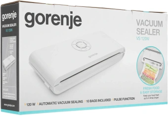 Вакуумный упаковщик Gorenje VS120W 120Вт 9л/мин шир.пак.:30см белый - купить недорого с доставкой в интернет-магазине