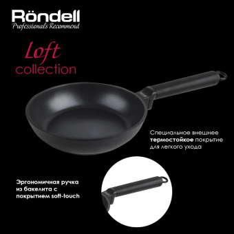Сковорода Rondell Loft RDA-1145 круглая 28см покрытие: TriTitan ручка несъемная (без крышки) черный - купить недорого с доставкой в интернет-магазине