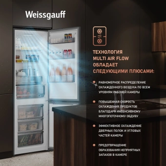 Холодильник Weissgauff WRK 2000 Total NoFrost Inverter Dark Grey 2-хкамерн. темно-серый инвертер - купить недорого с доставкой в интернет-магазине