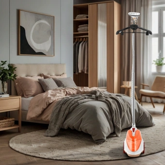 Отпариватель напольный Kitfort КТ-9357 2200Вт оранжевый/белый - купить недорого с доставкой в интернет-магазине