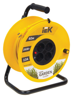 Удлинитель силовой IEK Garden (WKP23-10-04-40) 2x1.0кв.мм 4розет. 40м ПВС 10A катушка желтый - купить недорого с доставкой в интернет-магазине