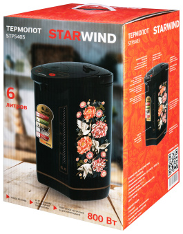 Термопот Starwind STP5403 6л. 800Вт черный - купить недорого с доставкой в интернет-магазине