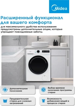 Стиральная машина Midea MF01712BS40/W класс: A загр.фронтальная макс.:7кг белый инвертор - купить недорого с доставкой в интернет-магазине