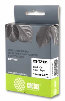 Картридж ленточный Cactus CS-TZ131 TZe-131 черный на прозрачном 12x8 для Brother 1010/1280/1830VP/7600VP - купить недорого с доставкой в интернет-магазине