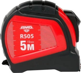 Рулетка строительная Amo R505 дл.полотна 5м изм.шкала в см зацеп простой красный/черный (851650) - купить недорого с доставкой в интернет-магазине
