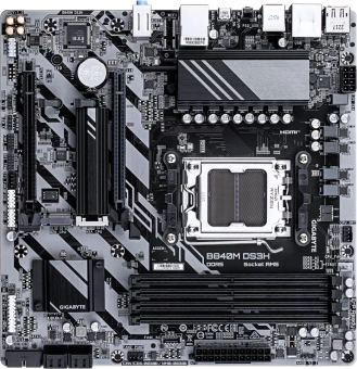Материнская плата Gigabyte B840M DS3H SocketAM5 AMD B840 4xDDR5 mATX AC`97 8ch(7.1) 2.5Gg RAID+HDMI+DP - купить недорого с доставкой в интернет-магазине