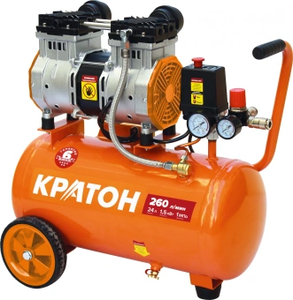 Компрессор поршневой Кратон AC-260-24-OFHS безмасляный 260л/мин 24л 1500Вт оранжевый - купить недорого с доставкой в интернет-магазине
