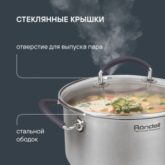 Кастрюля Rondell Akzent RDS-1388 3.1л. d=20см (с крышкой) стальной - купить недорого с доставкой в интернет-магазине