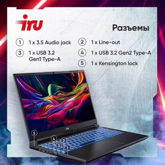 Ноутбук IRU Калибр 15ALC Core i5 12500H 16Gb SSD512Gb NVIDIA GeForce RTX 3060 6Gb 15.6" IPS FHD (1920x1080) noOS black WiFi BT Cam 3465mAh (1930301) - купить недорого с доставкой в интернет-магазине