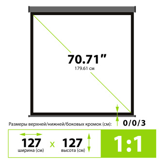 Экран Cactus 127x127см Wallscreen CS-PSW-127X127-SG 1:1 настенно-потолочный рулонный серый - купить недорого с доставкой в интернет-магазине