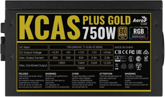 Блок питания Aerocool ATX 750W KCAS PLUS GOLD 750W RGB 80+ gold 24+2x(4+4) pin APFC 120mm fan color LED 8xSATA RTL - купить недорого с доставкой в интернет-магазине
