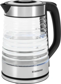 Чайник электрический Starwind SKG2111 2л. 1800Вт черный/прозрачный корпус: стекло - купить недорого с доставкой в интернет-магазине