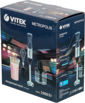 Блендер погружной Vitek VT-3425 1000Вт черный/серебристый - купить недорого с доставкой в интернет-магазине