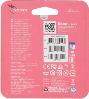 Флеш Диск A-Data 128GB UR350 UR350-128G-RSR/BK USB3.2 серебристый/черный - купить недорого с доставкой в интернет-магазине