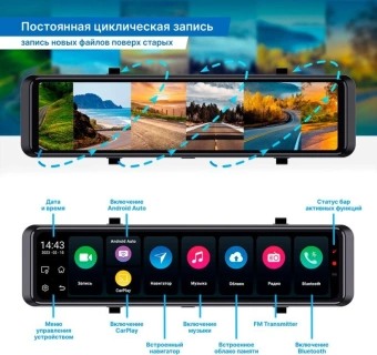 Видеорегистратор TrendVision aMirror 15 Android UNIVERSE черный 1080x1920 1080p 140гр. GPS внутренняя память:64Gb UIS8581A - купить недорого с доставкой в интернет-магазине