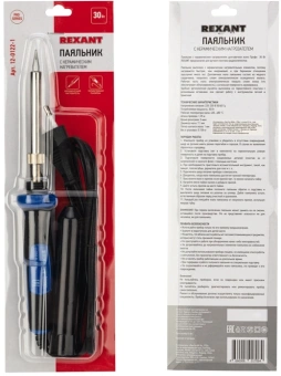 Паяльник Rexant 12-0122-1 электрический 30Втмакс.t=480 - купить недорого с доставкой в интернет-магазине