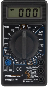 Мультиметр PROconnect M838 DT838 цифровой черный (13-3013) - купить недорого с доставкой в интернет-магазине