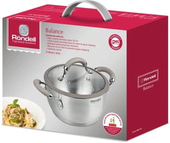 Кастрюля Rondell Balance RDS-753 2л. d=18см (с крышкой) стальной - купить недорого с доставкой в интернет-магазине