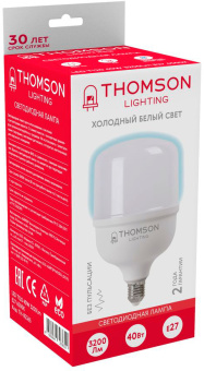 Лампа светодиодная Thomson TH-B2365 40Вт цок.:E27 цилин. 220B 6500K св.свеч.бел.хол. T120 (упак.:1шт) - купить недорого с доставкой в интернет-магазине