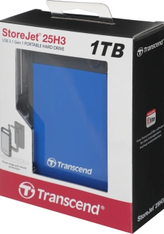 Жесткий диск Transcend USB3.0 1TB TS1TSJ25H3B StoreJet 25H3 (5400rpm) 2.5" синий - купить недорого с доставкой в интернет-магазине