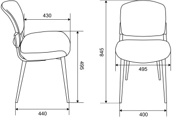 Стул для дома Бюрократ KF-8W_2 комплект 2шт серый металл белый на ножках (KF-8W/FABRIC/GREY_2) - купить недорого с доставкой в интернет-магазине