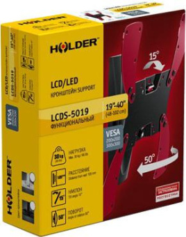 Кронштейн для телевизора Holder LCDS-5019 белый 22"-42" макс.30кг настенный поворотно-выдвижной и наклонный - купить недорого с доставкой в интернет-магазине