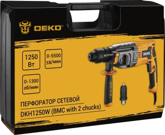 Перфоратор Deko DKH1250W патрон:SDS-plus уд.:3.2Дж 1250Вт (кейс в комплекте) - купить недорого с доставкой в интернет-магазине