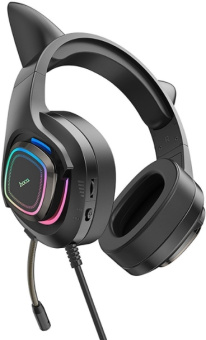 Наушники с микрофоном Hoco W107 Cute cat черный 2м мониторные USB оголовье (W107) - купить недорого с доставкой в интернет-магазине