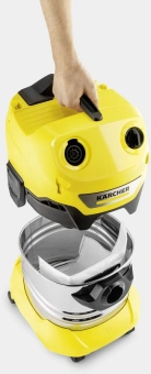 Строительный пылесос Karcher WD 4 S V-20/5/22 1000Вт (уборка: сухая/сбор воды) желтый - купить недорого с доставкой в интернет-магазине