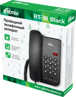 Телефон проводной Ritmix RT-311 черный - купить недорого с доставкой в интернет-магазине