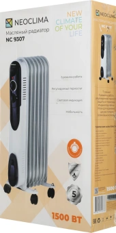 Радиатор масляный Neoclima NC 9307 1500Вт белый - купить недорого с доставкой в интернет-магазине
