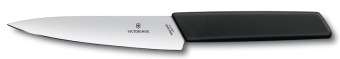 Нож кухонный Victorinox Swiss Modern (6.9013.15B) стальной разделочный лезв.150мм прямая заточка черный блистер - купить недорого с доставкой в интернет-магазине