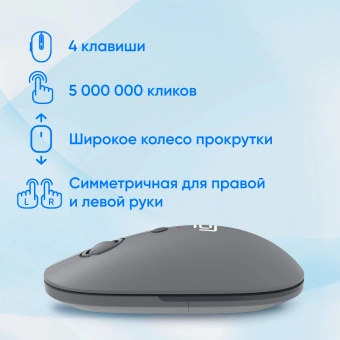 Мышь Оклик 409MW графитовый оптическая 1600dpi silent беспров. BT/Radio USB для ноутбука 4but (2007545) - купить недорого с доставкой в интернет-магазине