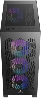 Корпус Azza AEROHEX черный без БП ATX 4x120mm 1xUSB2.0 1xUSB3.0 audio bott PSU - купить недорого с доставкой в интернет-магазине