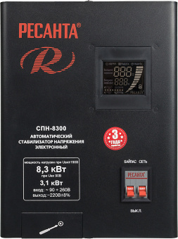 Стабилизатор напряжения Ресанта СПН-8300 однофазный черный (63/6/27) - купить недорого с доставкой в интернет-магазине