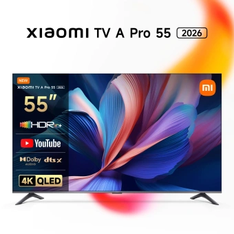 Телевизор QLED Xiaomi 55" TV A Pro 55 2026 черный/черный 4K Ultra HD 60Hz MEMC DVB-T2 DVB-C DVB-S2 USB WiFi Smart TV - купить недорого с доставкой в интернет-магазине