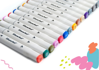 Набор маркеров для скетчинга Silwerhof двойной пиш. наконечник 1-7мм 24цв. блистер (24шт.) - купить недорого с доставкой в интернет-магазине