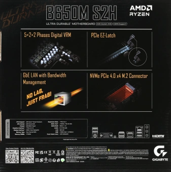 Материнская плата Gigabyte B650M S2H SocketAM5 AMD B650 2xDDR5 mATX AC`97 8ch(7.1) GbLAN RAID+VGA+HDMI+DP - купить недорого с доставкой в интернет-магазине