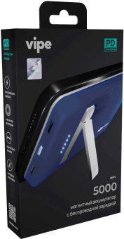 Мобильный аккумулятор Vipe Crosby 5000mAh QC/PD 20W 3A USB-C беспров.зар. синий (VPPBCROSBY5KBL) - купить недорого с доставкой в интернет-магазине