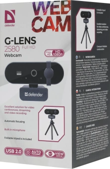 Камера Web Defender G-Lens 2580 черный 2Mpix USB2.0 с микрофоном для ноутбука (63112) - купить недорого с доставкой в интернет-магазине