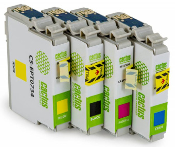 Картридж струйный Cactus CS-EPT0735 T0735 черный/голубой/пурпурный/желтый набор (45.6мл) для Epson Stylus С79/C110/СХ3900/CX4900 с чипом - купить недорого с доставкой в интернет-магазине