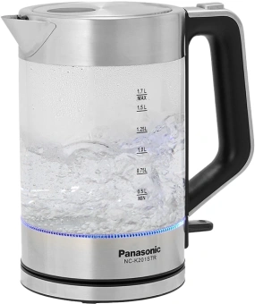 Чайник электрический Panasonic NC-K201STR 1.7л. 2200Вт серебристый корпус: стекло/металл/пластик - купить недорого с доставкой в интернет-магазине