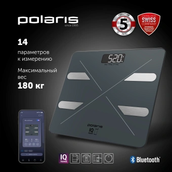 Весы напольные электронные Polaris PWS 1898 IQ Home макс.180кг графитовый - купить недорого с доставкой в интернет-магазине