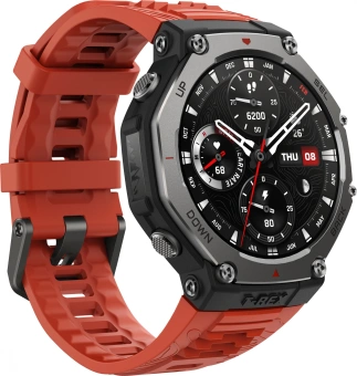 Смарт-часы Amazfit T-Rex 3 A2323 48.5мм 1.5" AMOLED корп.темно-серый рем.красный разм.брасл.:145-210мм (1746757) - купить недорого с доставкой в интернет-магазине