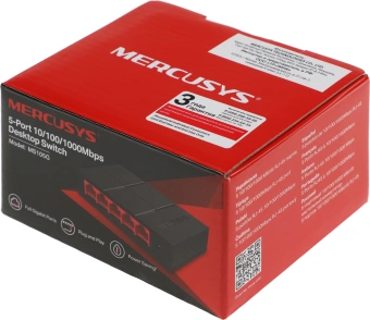 Коммутатор Mercusys MS105G (L2) 5x1Гбит/с неуправляемый - купить недорого с доставкой в интернет-магазине