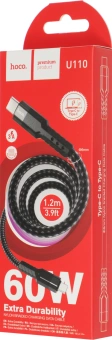 Кабель Hoco U110 Type-C to Type-C USB Type-C (m)-USB Type-C (m) 1.2м черный коробка - купить недорого с доставкой в интернет-магазине