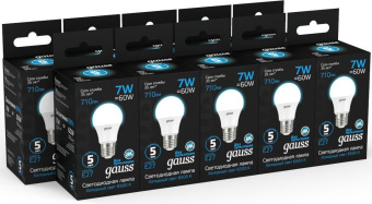 Лампа светодиодная Gauss 102502307 7Вт цок.:E27 груша 220B 6500K св.свеч.бел.хол. (упак.:10шт) - купить недорого с доставкой в интернет-магазине