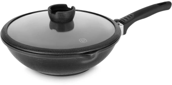 Сковорода ВОК (WOK) Rondell Escurion RDA-870 круглая 28см покрытие: Xylan Plus ручка съемная (с крышкой) черный - купить недорого с доставкой в интернет-магазине