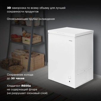 Морозильный ларь Hyundai CH1002 белый 70Вт - купить недорого с доставкой в интернет-магазине