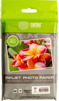Фотобумага Cactus CS-GA618050ED A6/180г/м2/50л./белый глянцевое для струйной печати - купить недорого с доставкой в интернет-магазине